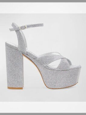 Stuart Weitzman Miami Metallic Ankle-Strap Platform Sandals (ORIG $575) SIZE 10